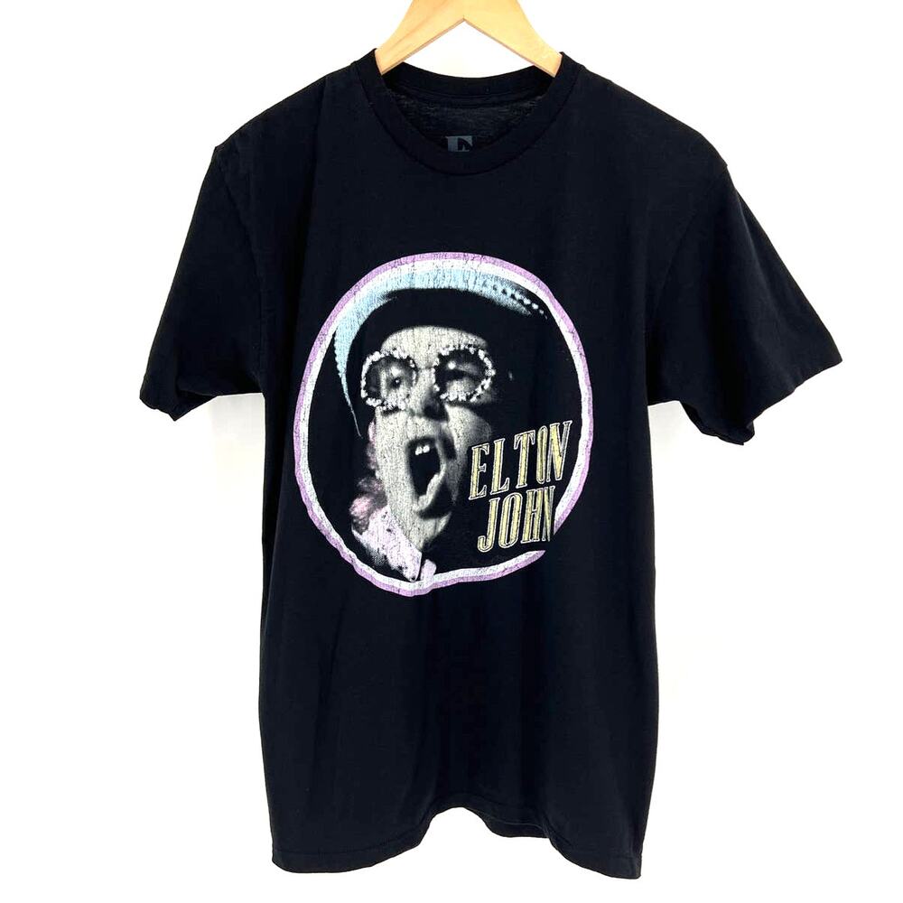 Elton John 'Vintage Circle' (Black) T-Shirt